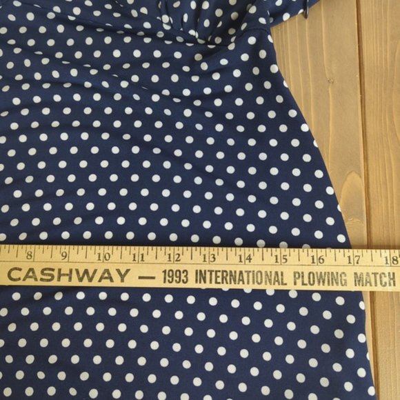 Michael Kors Navy Blue Polka-Dot A-Line Ruffle Dress SZ S - Picture 14 of 16